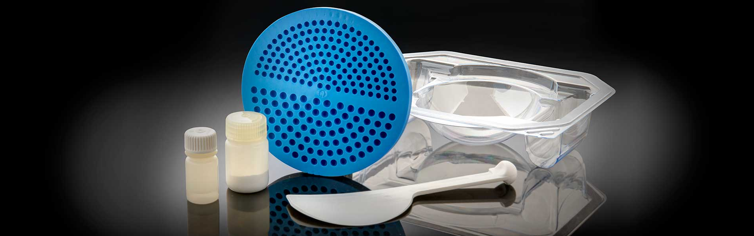 Kit components including a bead-forming mat, mixing bowl, spatula, and two containers